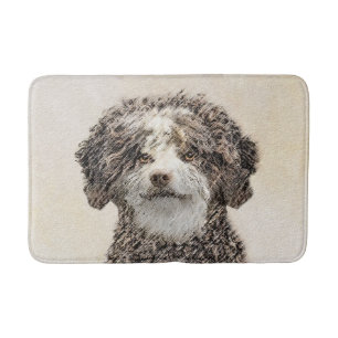 Spanish Water Dog Painting - Cute Original Dog Art Bath Mat