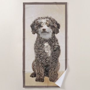 Spanish Water Dog Painting - Cute Original Dog Art Beach Towel