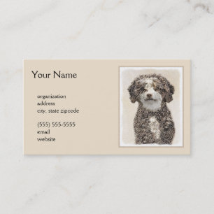Spanish Water Dog Painting - Cute Original Dog Art Business Card