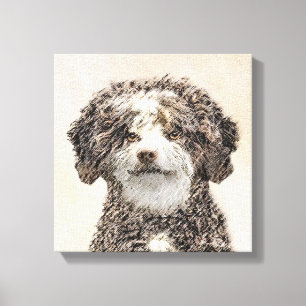 Spanish Water Dog Painting - Cute Original Dog Art Canvas Print