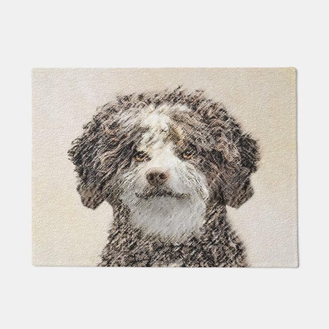 Spanish Water Dog Painting - Cute Original Dog Art Doormat (Front)