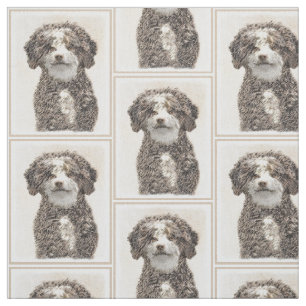 Spanish Water Dog Painting - Cute Original Dog Art Fabric