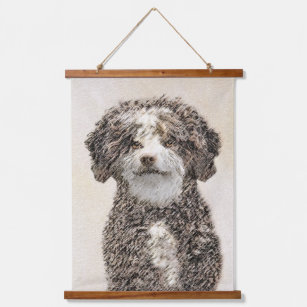 Spanish Water Dog Painting - Cute Original Dog Art Hanging Tapestry