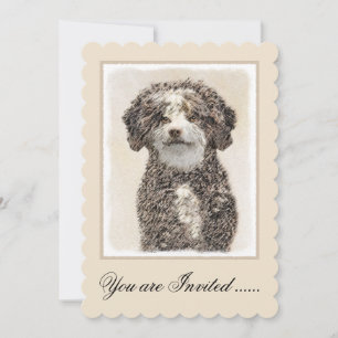 Spanish Water Dog Painting - Cute Original Dog Art Invitation
