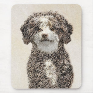 Spanish Water Dog Painting - Cute Original Dog Art Mouse Pad