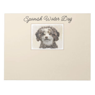 Spanish Water Dog Painting - Cute Original Dog Art Notepad