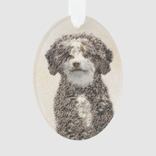 Spanish Water Dog Painting - Cute Original Dog Art Ornament