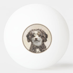 Spanish Water Dog Painting - Cute Original Dog Art Ping Pong Ball