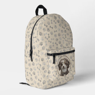 Spanish Water Dog Painting - Cute Original Dog Art Printed Backpack