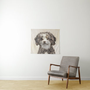 Spanish Water Dog Painting - Cute Original Dog Art Tapestry