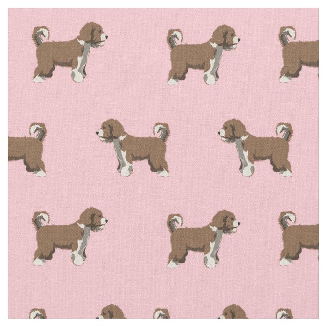 Spanish Water Dog pink dog Fabric (Close Up)