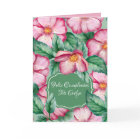 Spanish Watercolor Pink Flowers For Aunt Birthday