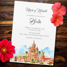Spanish, Watercolor San Miguel de Allende Wedding 