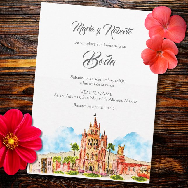 Spanish, Watercolor San Miguel de Allende Wedding  Invitation (Creator Uploaded)
