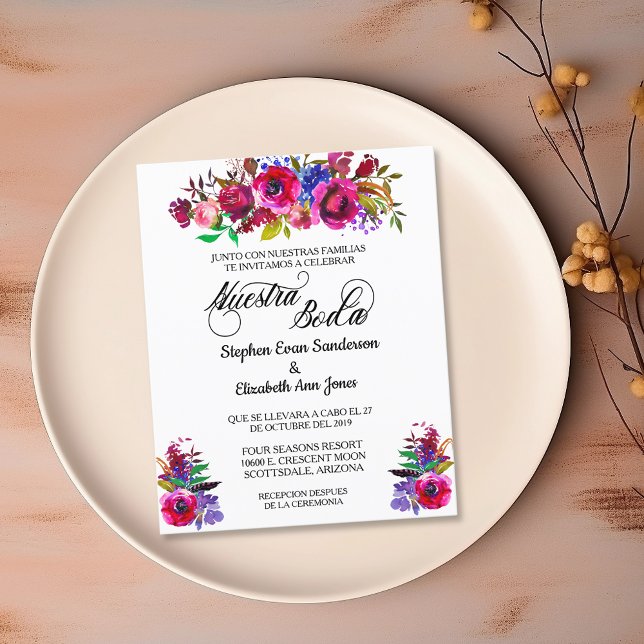 Spanish Wedding Bright Flower  Nuestra Boda Invita (Creator Uploaded)