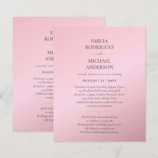Spanish Wedding Invitation BILINGUAL Nuestra Boda (Front/Back)