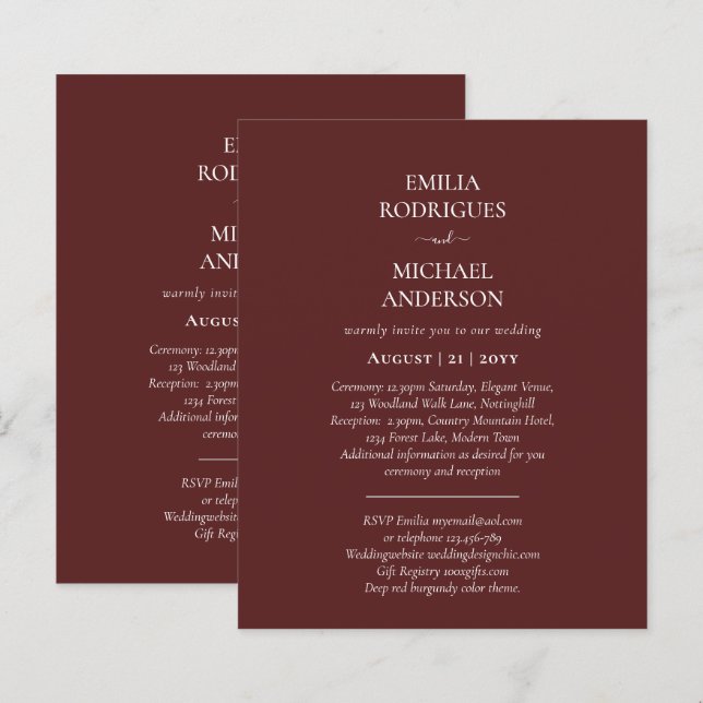 Spanish Wedding Invitation BILINGUAL Nuestra Boda (Front/Back)