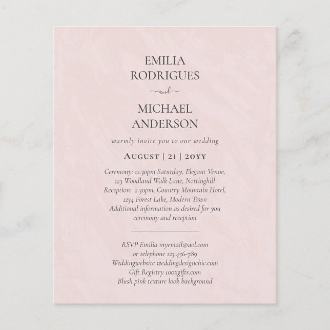 Spanish Wedding Invites BILINGUAL Budget Boda Flyer (Front)