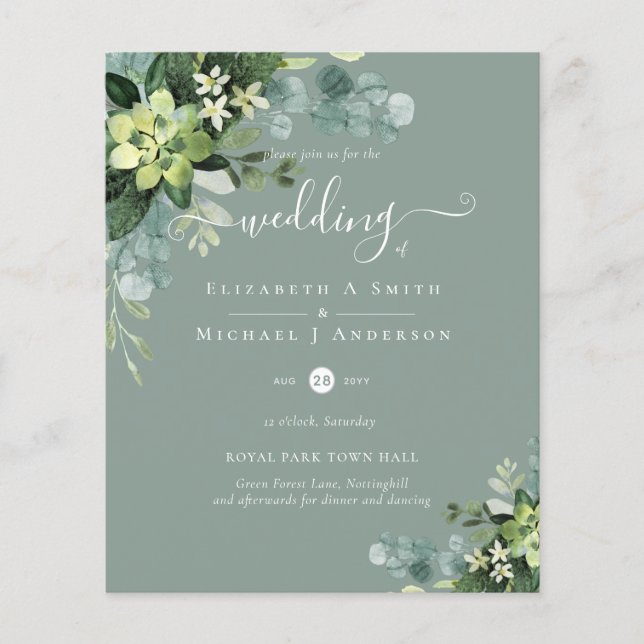 Spanish Wedding NUESTRA BODA Eucalyptus Greenery Flyer (Front)