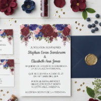 Spanish Wedding Rose Burgundy Navy Watercolor