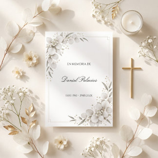 Spanish White Eucalyptus Funeral Invitation