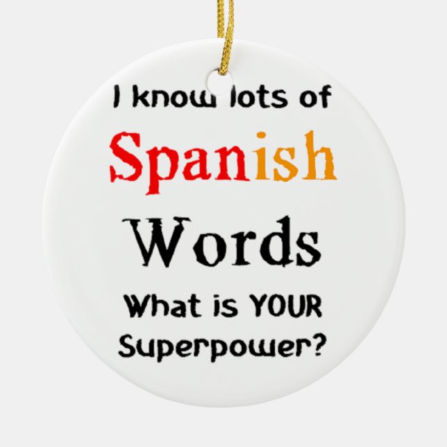 spanish words ceramic tree decoration (Front)