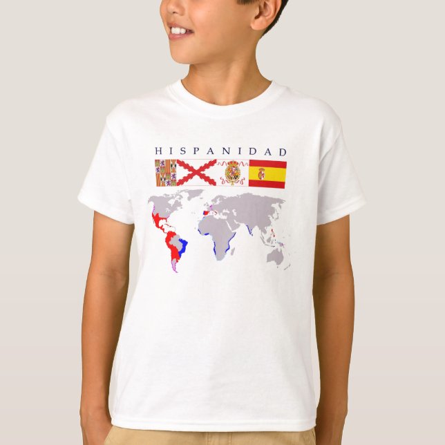 SPANISHNESS origin and map. Young t-shirt (Front)