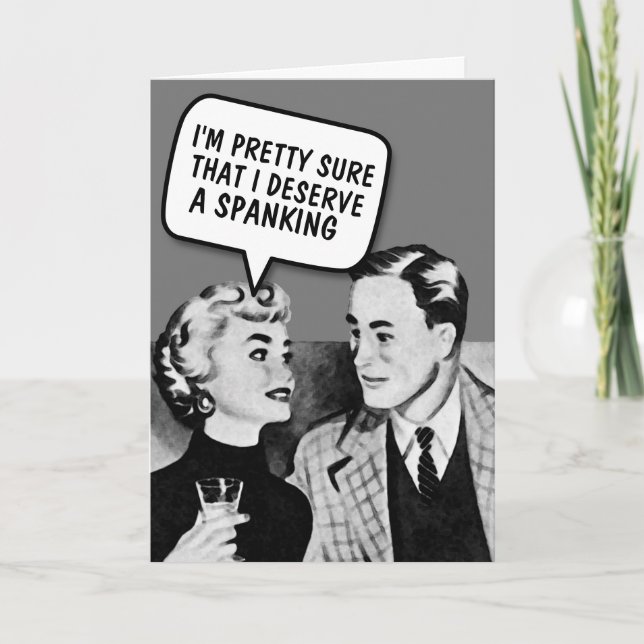 SPANKING RETRO BIRTHDAY GREETING FOR HUSBAND CARD (Front)