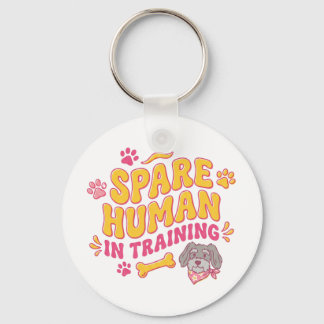 Spare human dog personalised with name key ring