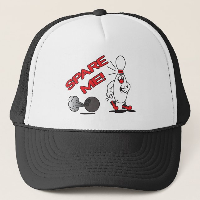 Spare Me 🎳 Bowling Pin Trucker Hat (Front)