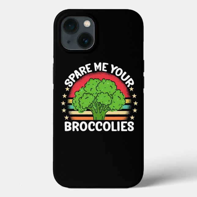 Spare Me Your Broccolies Funny Retro Sunset Brocco Case-Mate iPhone Case (Back)