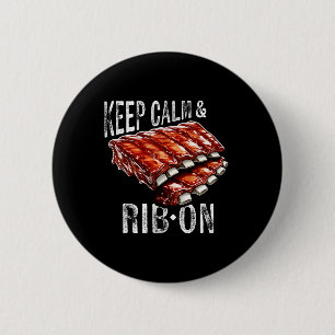 Spare Ribs Lover's Keep Calm And Rib On Bbq Rib Gr 6 Cm Round Badge