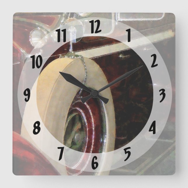 Spare Tire Square Wall Clock (Front)