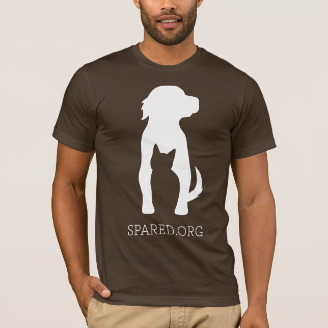 SPARED logo tee - white on brown (Front)