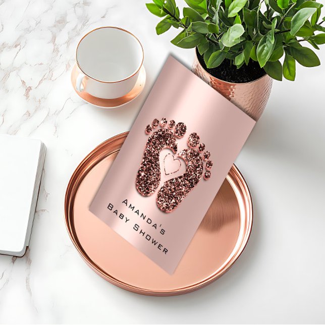 Spark Glitter Baby Shower Feet Rose Skin Blush VIP Invitation (Spark Glitter Baby Shower Feet Rose Skin Blush VIP Invitation)