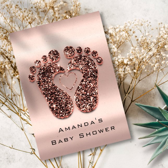 Spark Glitter Baby Shower Feet Rose Skin Blush VIP Invitation (Spark Glitter Baby Shower Feet Rose Skin Blush VIP Invitation)