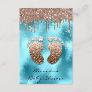 Spark Glitter Drips Rose Gold Baby Shower Blue Invitation