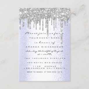 Spark Glitter Drips Silver Blue Bridal Sweet 16th Invitation