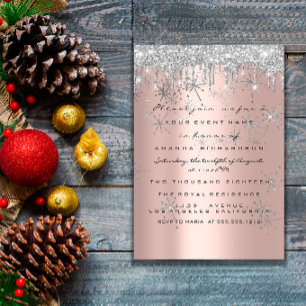 Spark Glitter Rose Silver Lux Bridal Sweet 16th Invitation