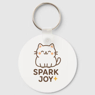 “Spark Joy Cat Keyring – Pastel Cute Esthetic Gif