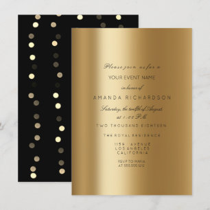 Spark Metallic Gold Black Sepia Formal Confetti Invitation