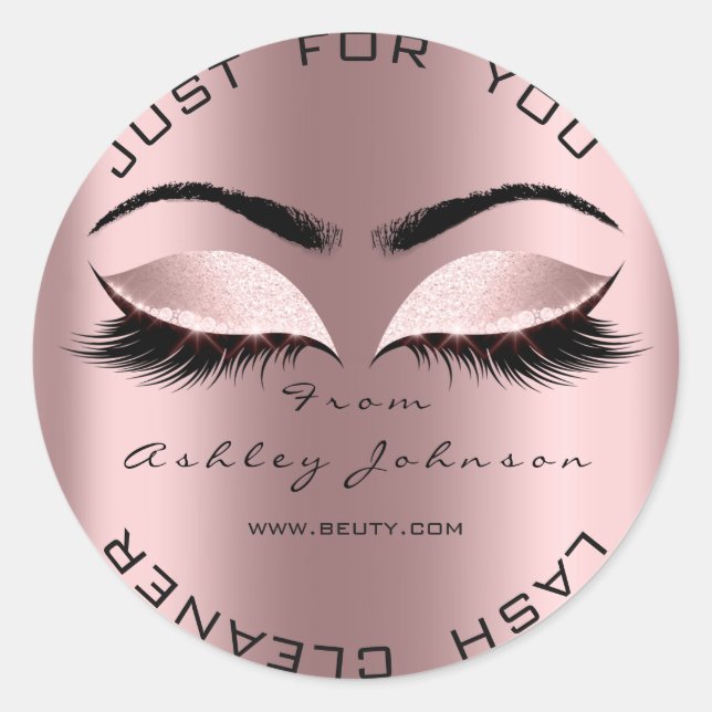Spark Pink Glitter Blush Lashes Makeup Cleaner Classic Round Sticker (Front)