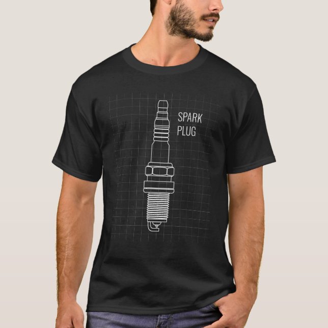 Spark Plug Blueprint - Fun engine and mechanics de T-Shirt (Front)