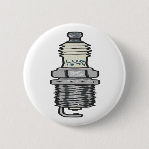 Spark Plug Mechanic 6 Cm Round Badge