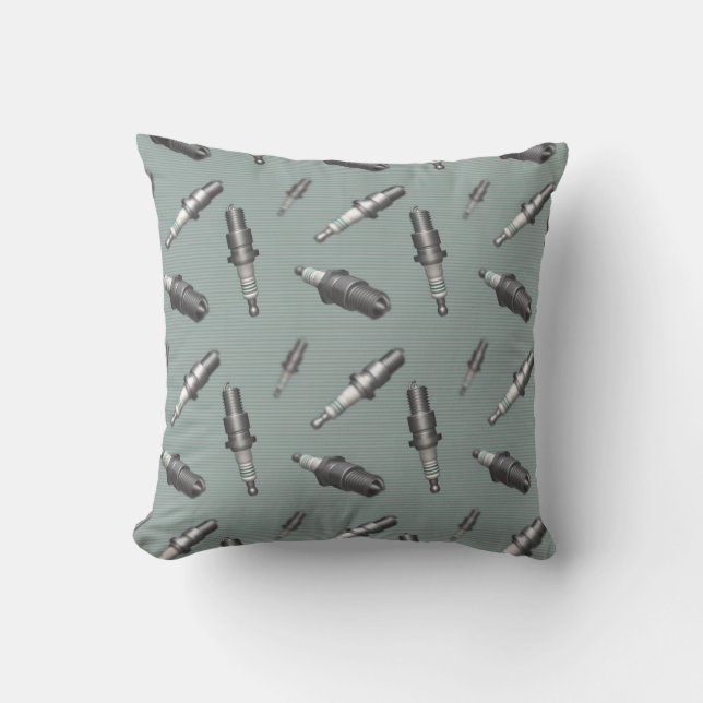 Spark Plug Throw Pillow (Front)