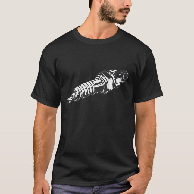 Spark Plug Vintage Motorcycle Design T-Shirt (Front)