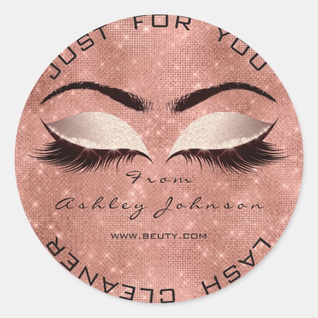 Spark Rose Glitter Blush Lashes Makeup Cleaner Classic Round Sticker (Front)