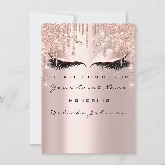 Spark Sweet 16th Glitter Drips Bridal Makeup Invitation (Front)