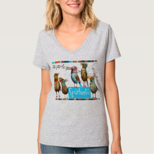 Sparkeeta Women's V-neck Grey Tee Colourful
