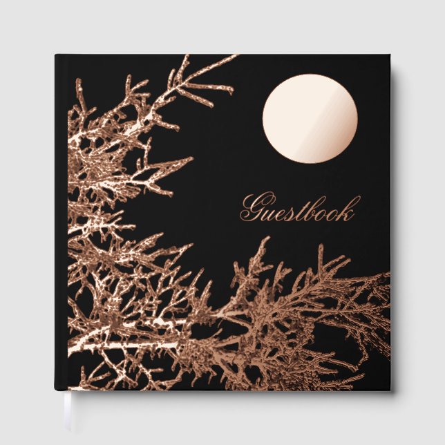Sparking Crystal Tree In Moonlight Guest Book (Front)